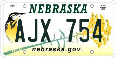 NE license plate AJX754