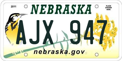 NE license plate AJX947