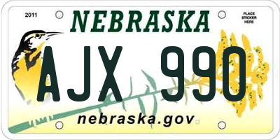 NE license plate AJX990