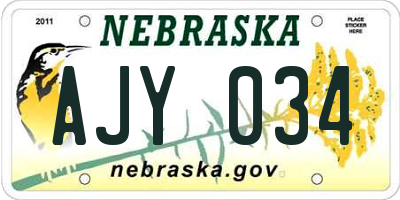 NE license plate AJY034