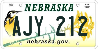 NE license plate AJY212