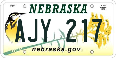 NE license plate AJY217