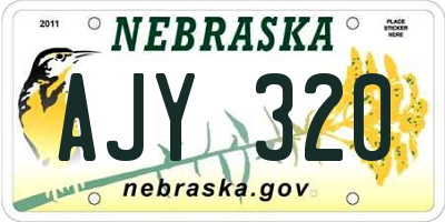 NE license plate AJY320