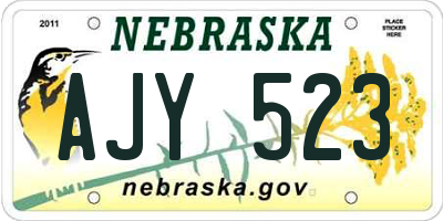 NE license plate AJY523