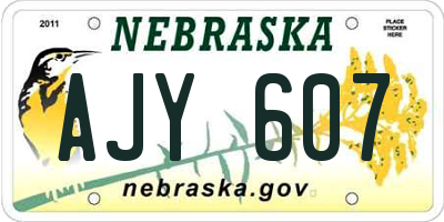 NE license plate AJY607