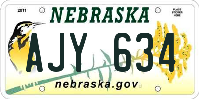 NE license plate AJY634