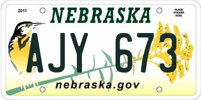 NE license plate AJY673