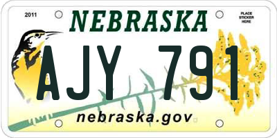 NE license plate AJY791