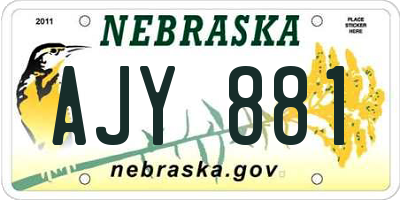 NE license plate AJY881