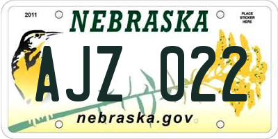 NE license plate AJZ022