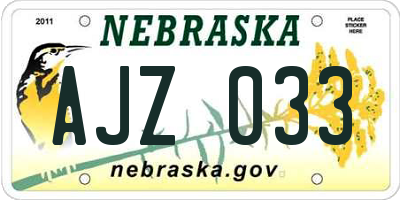 NE license plate AJZ033