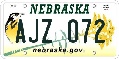 NE license plate AJZ072