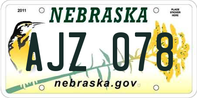 NE license plate AJZ078