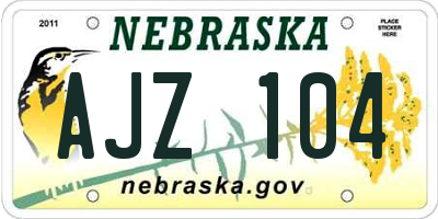 NE license plate AJZ104