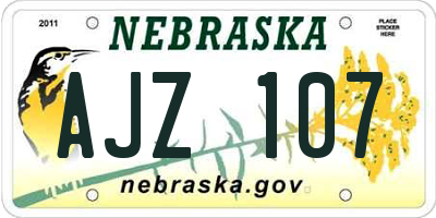 NE license plate AJZ107