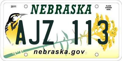 NE license plate AJZ113