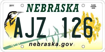 NE license plate AJZ126