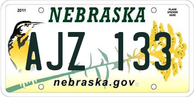 NE license plate AJZ133
