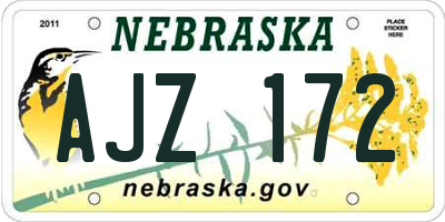 NE license plate AJZ172