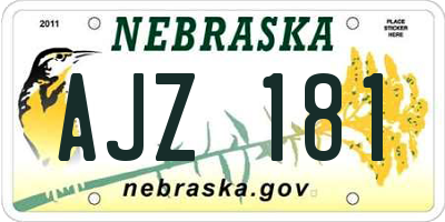 NE license plate AJZ181
