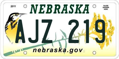 NE license plate AJZ219