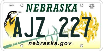 NE license plate AJZ227