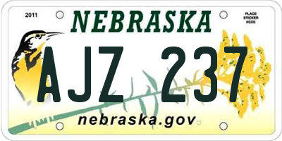 NE license plate AJZ237