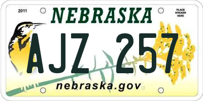 NE license plate AJZ257