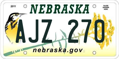 NE license plate AJZ270