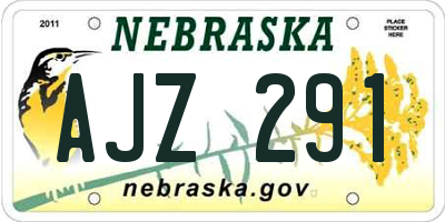 NE license plate AJZ291