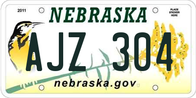 NE license plate AJZ304