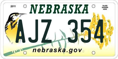 NE license plate AJZ354