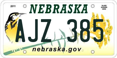 NE license plate AJZ385