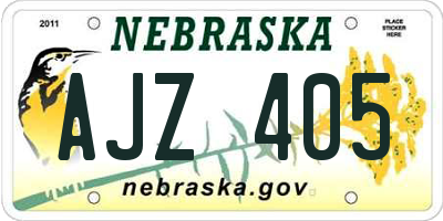 NE license plate AJZ405