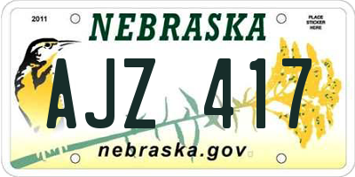 NE license plate AJZ417