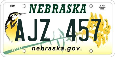 NE license plate AJZ457