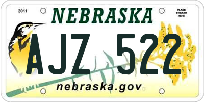 NE license plate AJZ522
