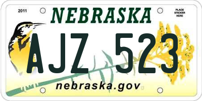 NE license plate AJZ523