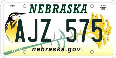 NE license plate AJZ575