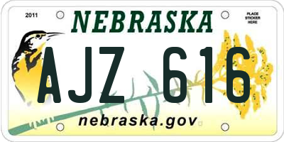 NE license plate AJZ616