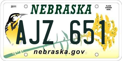 NE license plate AJZ651