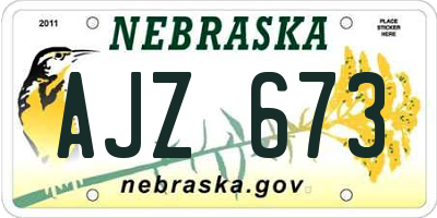 NE license plate AJZ673
