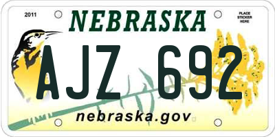 NE license plate AJZ692