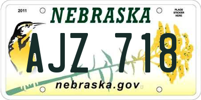 NE license plate AJZ718