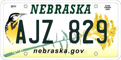 NE license plate AJZ829
