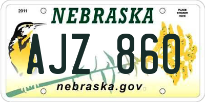 NE license plate AJZ860