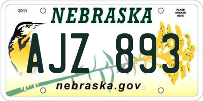 NE license plate AJZ893
