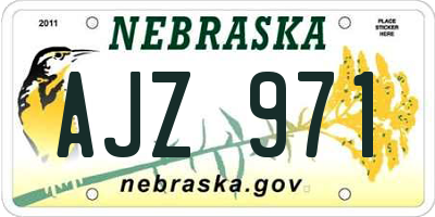 NE license plate AJZ971