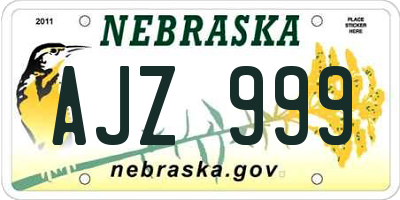 NE license plate AJZ999