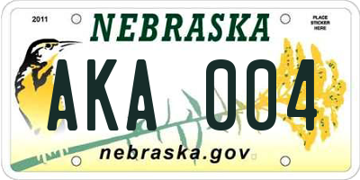NE license plate AKA004